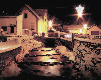 Ort Grenzau Brucke Winter