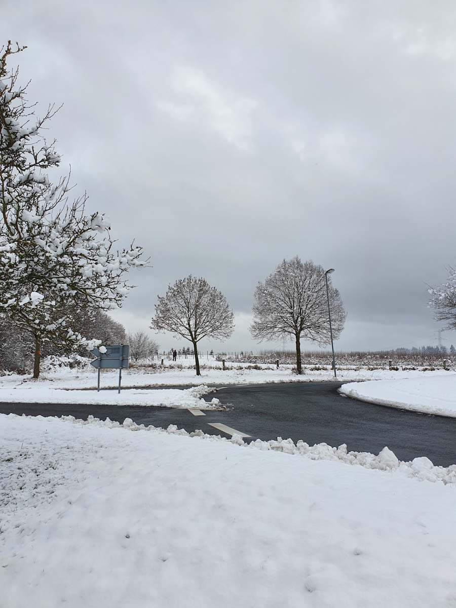 Natur Straße Winter Schnee