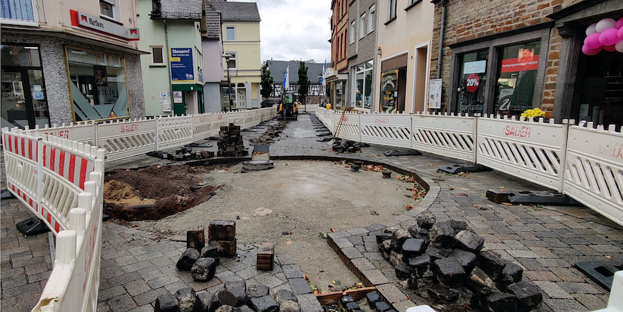 Verkehr Baustelle Fußgangerzone