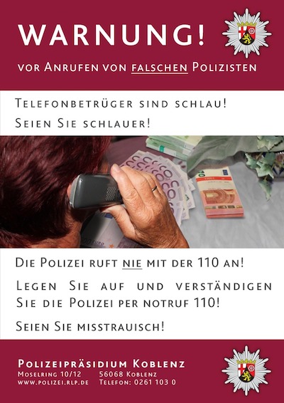 Symbol Polizei Telefonbetruger